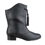 Black StylePlus Vinyl Majorette Boot with black sole and Black tassel, side view