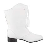 White StylePlus Vinyl Majorette Boot with black sole and white tassel, side view