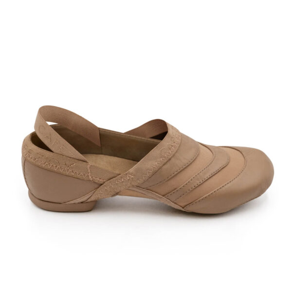 Tan capezio jazz dance shoe, side view