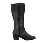 black full-zip StylePlus Nancy Pintuck Majorette Boot with black sole, side view
