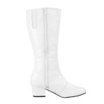white full-zip StylePlus Nancy Pintuck Majorette Boot with black sole, side view