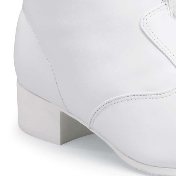 white Dinkles Stacie Majorette Boot, heel detail