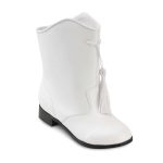 white Gotham Majorette Boot with black sole with a white tassel