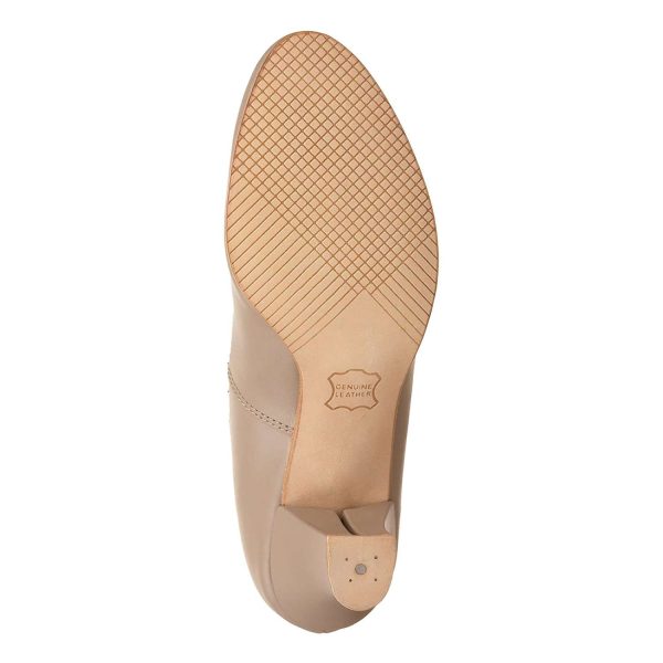 bottom sole of tan Capezio Jr. Footlight T-Strap Character Shoe