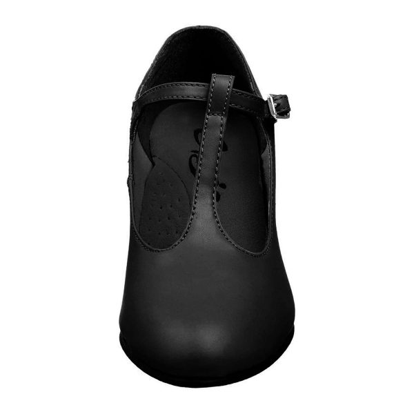 Black Capezio Jr. Footlight T-Strap Character Shoe, front view
