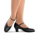 model wearing black Capezio Character Shoes