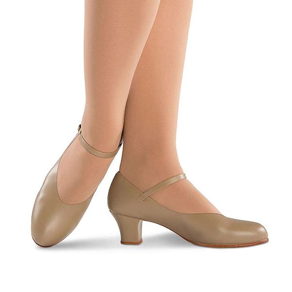 detail view of model in tan Capezio Character Shoes