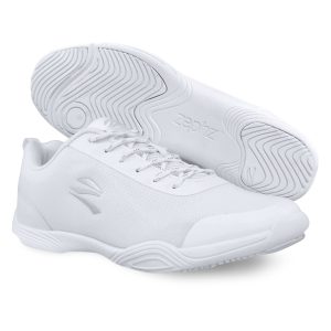 White Zephz Lightning V2 Cheerleading Shoes, side view and sole