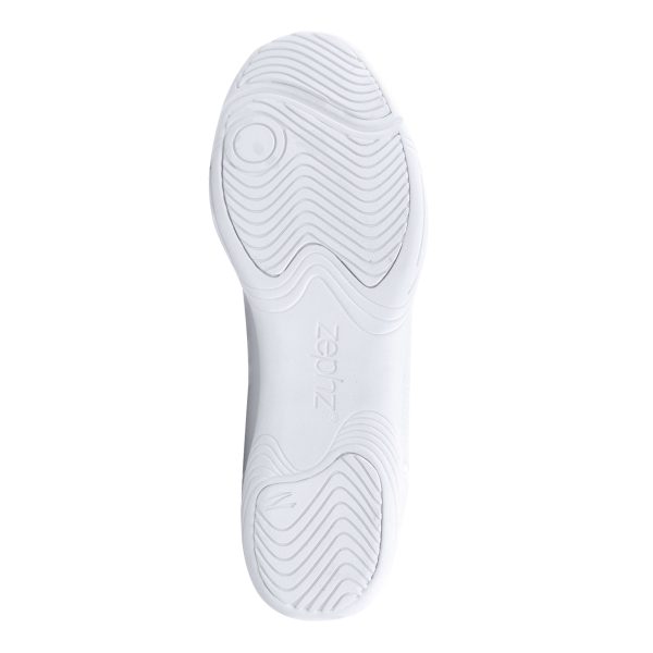 White Zephz Lightning V2 Cheerleading Shoes, bottom sole view