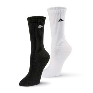 black and white adidas Athletic Crew Socks, size view