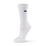 white adidas Athletic Crew Sock side view with black logo