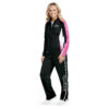 Smiling model in Champion Dazzler Warm Up Jacket with coordinating pants, front left three-quarters view