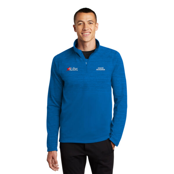 Royal Augusta Shadow Tonal Heather 1/4 Zip Pullover, front view of model