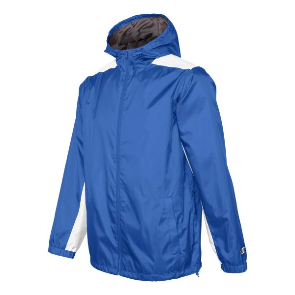 Royal/White Champion Quest Warm Up Jacket, front three-quarters view