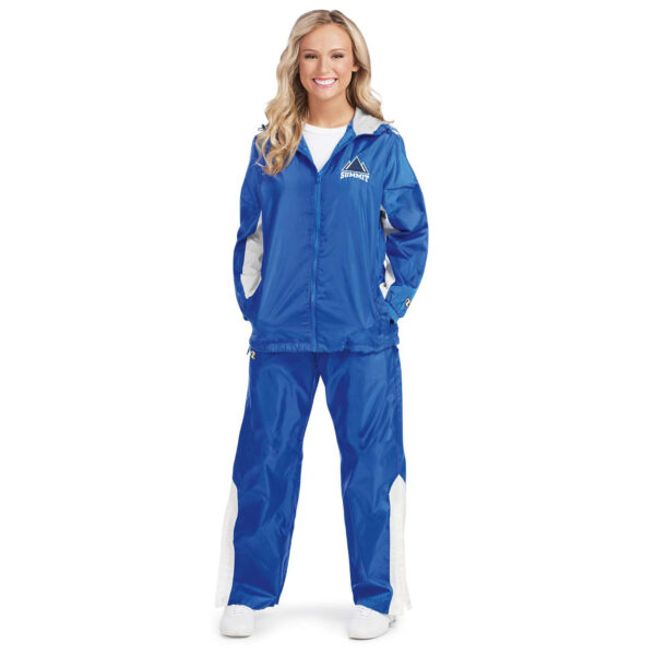 Model in Champion Quest Warm Up Pants with coordinating jacket, front View