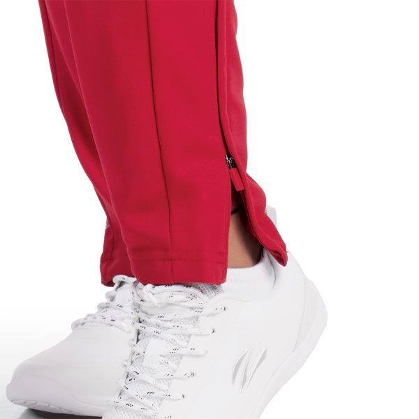 red/white Holloway Crosstown Warmup Pants ankle zipper detail