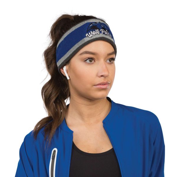 woman in workout clothes and Holloway Reflective Headband, front detail