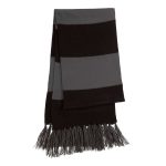 Black/Iron Grey Sport-Tek Spectator Scarf with Fringe