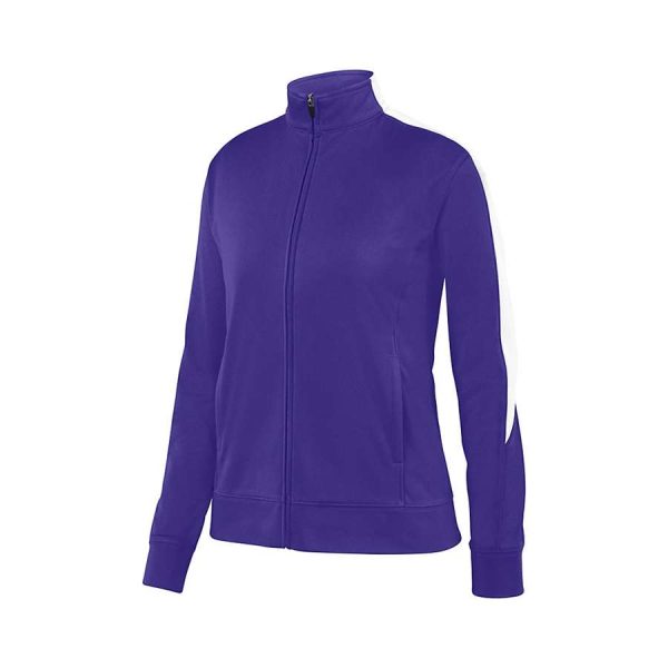 Purple/White Women's Augusta Medalist 2.0 Jacket, front three-quarters view