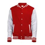 357413 fire red grey awdis letterman jacket