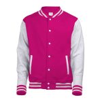 357413 hot pink grey awdis letterman jacket