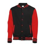 Jet Black/Fire Red AWDis Letterman Jacket