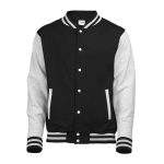 357413 jet black grey awdis letterman jacket