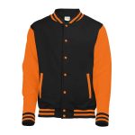 357413 jet black orange crush awdis letterman jacket