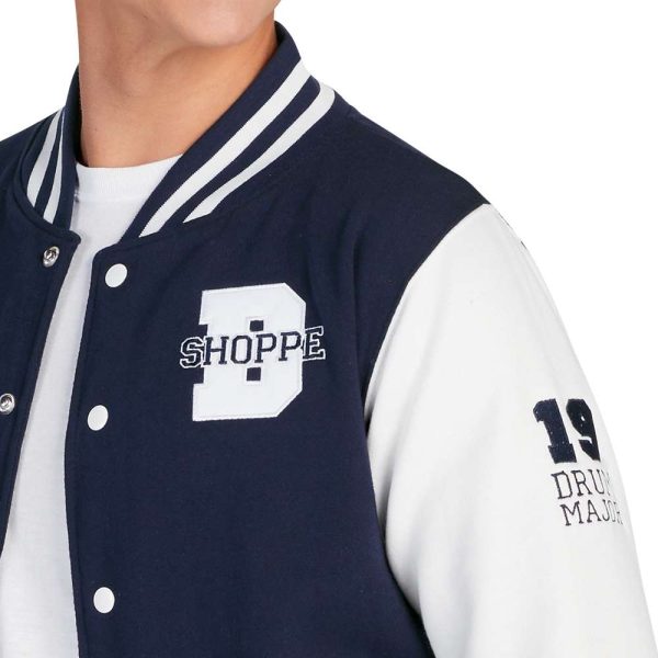 Navy/White AWDis Letterman Jacket, Decoration Detail