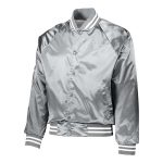 357415 metallic silver white augusta satin baseball jacket