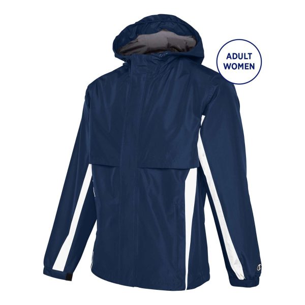 Navy/White Champion Trailblazer Warm Up Jacket, front three-quarters view