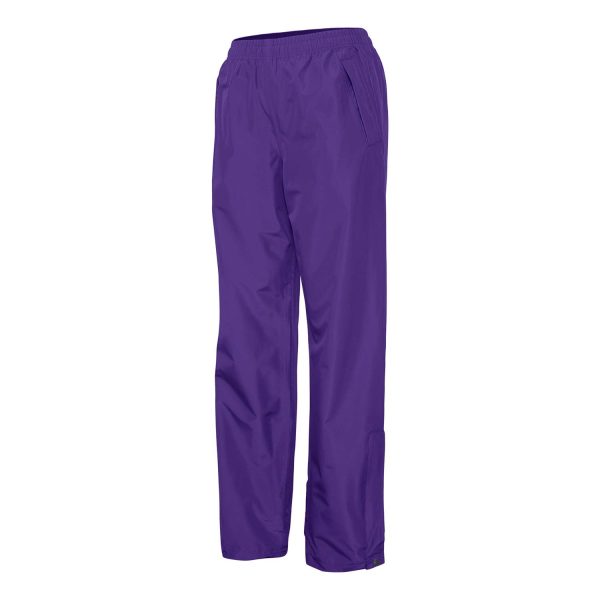 purple Champion Trailblazer Warm Up Pants, front three-quarters view