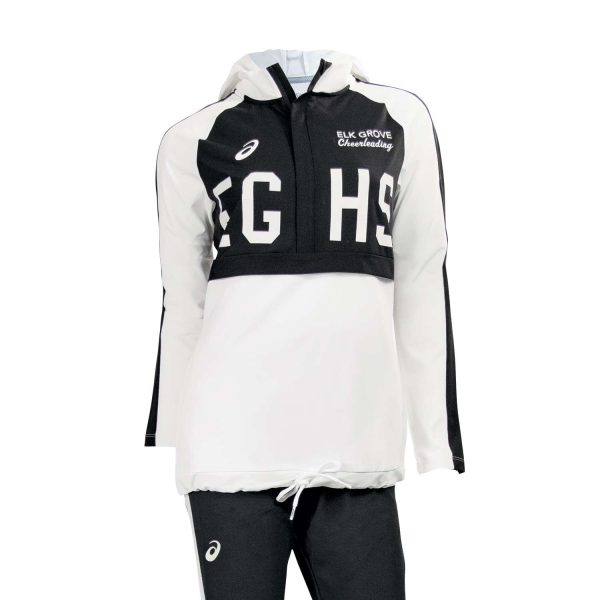 black/White Asics Stretch Woven Track Top, front view
