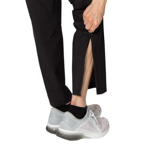 Black Asics Team Rain Pants, ankle zipper detail