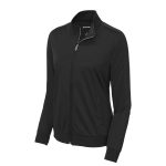 359417 womens black sport tek stripe track jacket