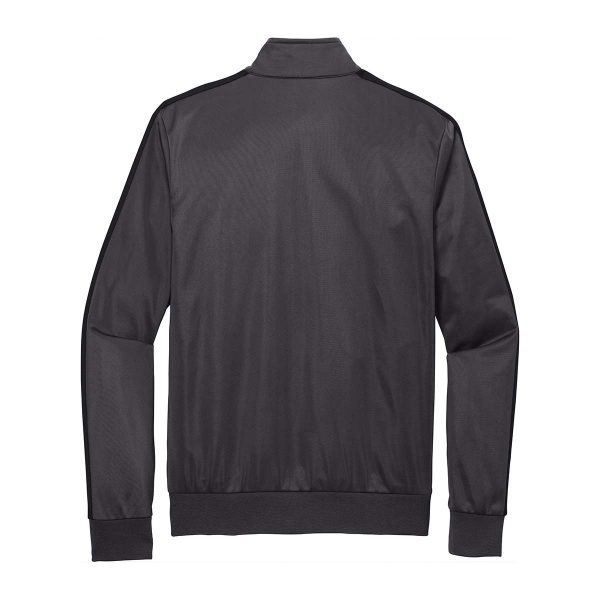 grey/black Sport-Tek Stripe Tricot Track Jacket, back view