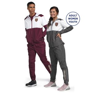 Male and female models in Holloway SeriesX Warm Up Pants and matching jacket, front view