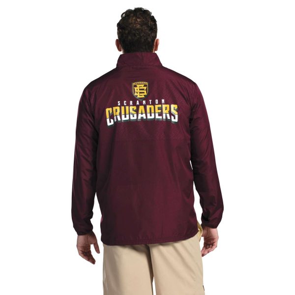 Model in a maroon Holloway SeriesX Pullover, back view