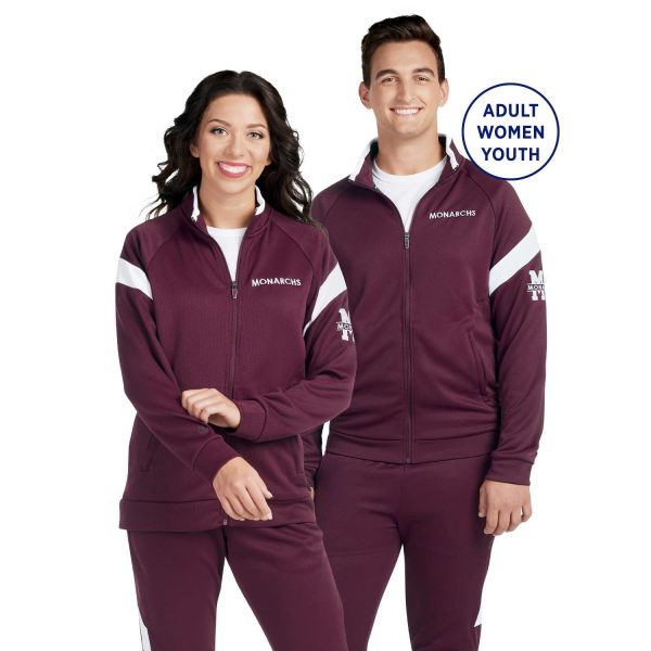 male and female model in Holloway Limitless Warm Up jackets and matching pants, front view