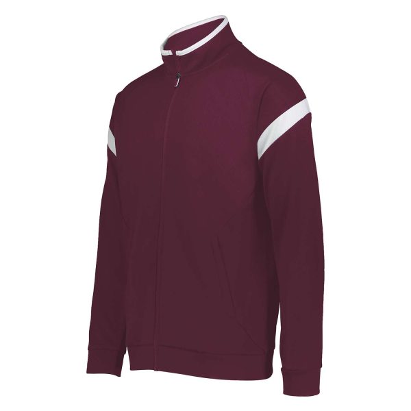 maroon Holloway Limitless Warm Up Jacket, front three-quarters view