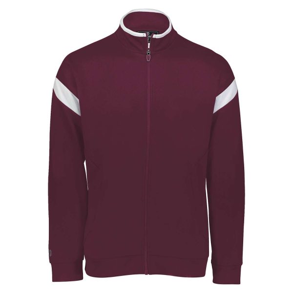maroon Holloway Limitless Warm Up Jacket, front view