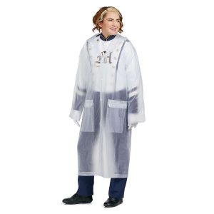marching band member standing in a Economy Vinyl Raincoat, front view