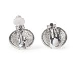 clip-style Clear Rhinestone Button Earrings, detail