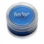 bright blue ben nye creme makeup in a clear compact