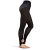 Model wearing Black Capezio Ultra Hold Stirrup Tights, side View