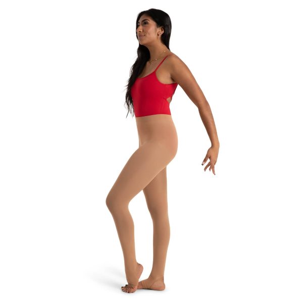 Model wearing Capezio Ultra Soft Stirrup Tights, Side View