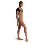 model wearing suntan capezio body tights, front three-quarters view