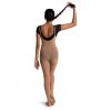 model wearing light suntan capezio convertible body tights, back view