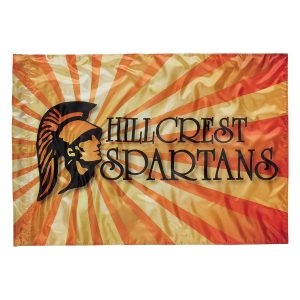 custom printed spirit flag gold and orange with spartans logo