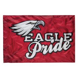 custom printed spirit flag red and white with eagle logo
